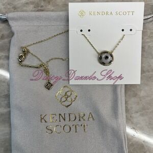 Kendra Scott Soccer Gold Short Pendant Necklace in Ivory Mother-of-Pearl New✨